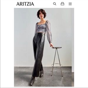 Aritzia Wilfred The Effortless Pant 0 Black Faux Leather High Waist Straight